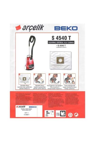 Supurgeavm Arçelik S 4540 T Ηλεκτρική σκούπα Συνθετική τσάντα σκόνης 5, Συσκε...