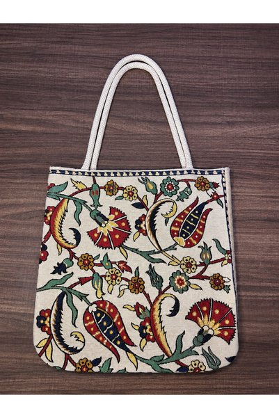 Zehra ana Ethnic Woven Tapestry Fabric Ottoman Patterned Shoulder Bag