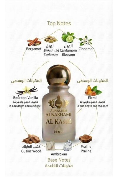 ALNASHAMI PERFUMES AL KASIR Eau de Parfum (EDP) for Men, 50ml | Long-Lasting Luxury Fragrance | Warm Spicy, Vanilla & Woody Notes | Premium Perfume by BLENDING
