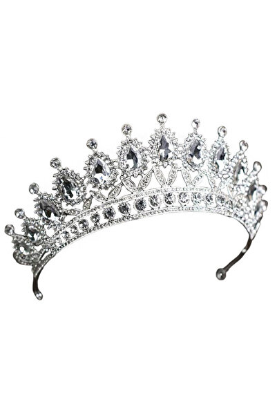 VeeShop Elegant Tatiana tiara, tall model, flowers with leaves and crystals