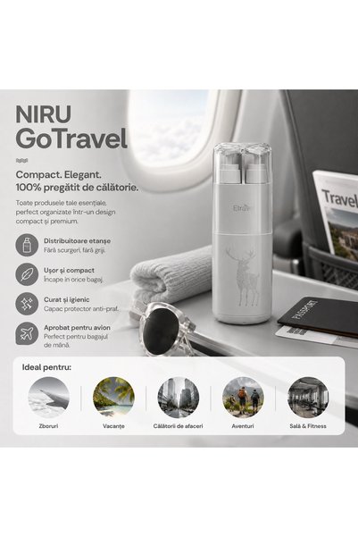 Niru Set igiena calatorie compact GoTravel™ - kit voiaj, flacoane reutilizabile cosmetice