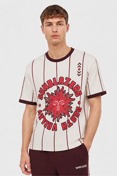 URBAN THREADS Men Sportswear Fit Short Sleeve Football T-Shirt, Light Beige