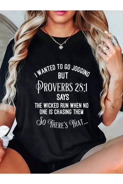 NOURAM قميص قطني كاجوال مطبوع عليه عبارة "Funny Religious Running Shirt-Shirt"