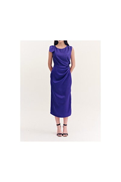 Forel Φόρεμα Στενό Satin Midi Μελάνι