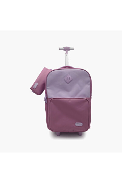 Roco Plain 2-Piece School Trolley Bag Set for Girls 5-8 Yrs with Pencil Case ...