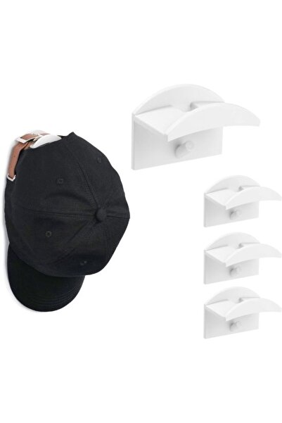 STARSTAR Four-piece baseball cap set with self-adhesive hooks, white.