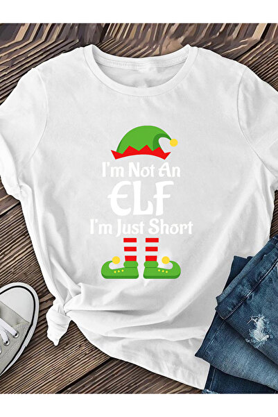 128 Plain Shirt with Christmas Theme, Ladies' Short-Sleeved, Round Neck, Spri...