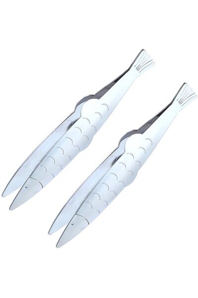 STARSTAR Fish-shaped stainless steel tweezers, 2-pack, suitable for fish bone...