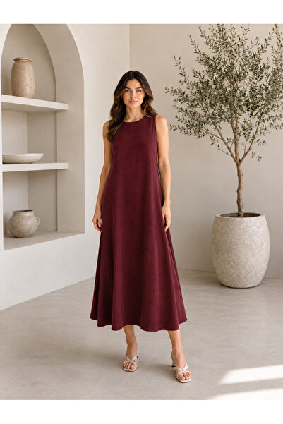LACASE Women's Tencel Fabric Modal Crew Neck Casual Dress