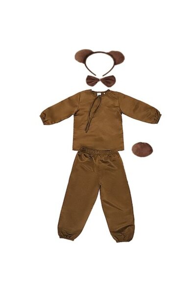 Funny Party Team Bear Costume for Children – Brown Blouse and Trousers Set wi...
