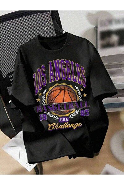 9JY Men's Printed 1 Piece Los Angeles Basketball Graphic T-Shirt For Men, Cre...