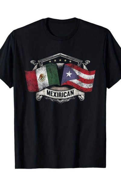 KYMC07 Mexican Puerto Rican Mexirican T-Shirt | Unisex Casual Round Outdoor S...