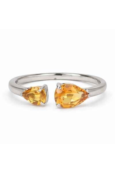 craftmystic Inel argint 925 cu Citrin dublu lacrima - prosperitate si energie...