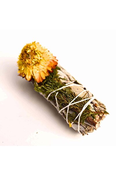 craftmystic California White Sage Bouquet with Cedar and Straw Flowers - Puri...