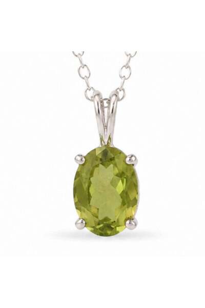 craftmystic Colier Peridot Oval din Argint 925 - Prosperitate si Energie Pozi...