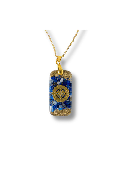 craftmystic Κολιέ με Λάπις Λαζούλι και Ρητίνη - Ορθογώνιο Μενταγιόν με Ιερό Σ...