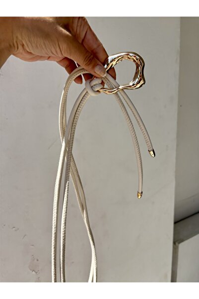 Gözde Tasarım Butik Women's White Color Gold Gold Color Buckle Leather String...