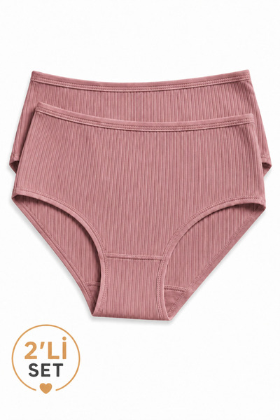 İpeksi Collection 100% Cotton High Waist Ribbed Daily Panties 2-Pack