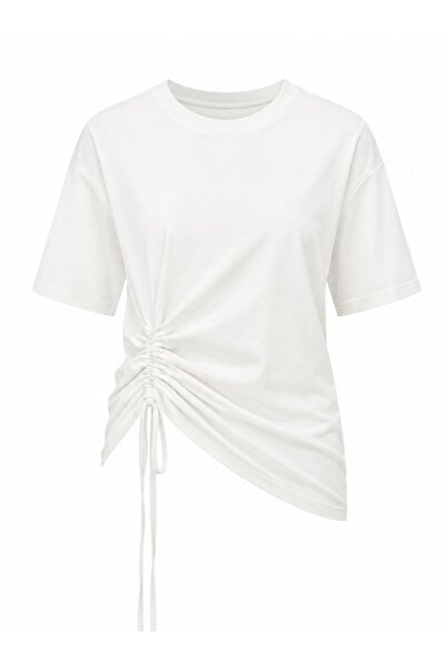 Laluvia Light Ecru Gathered Detailed Blouse - B261025