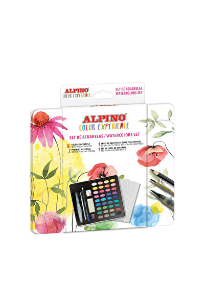 Alpıno Acuarele 36 Culori/Cutie + Pensula, Burete, Creion Grafit, Radiera, Ac...