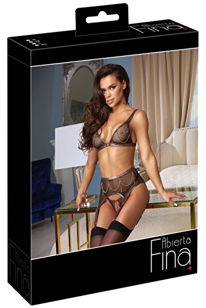 Abierta Fina Bra Suspender Set Net S Abierta Fina, schwarz