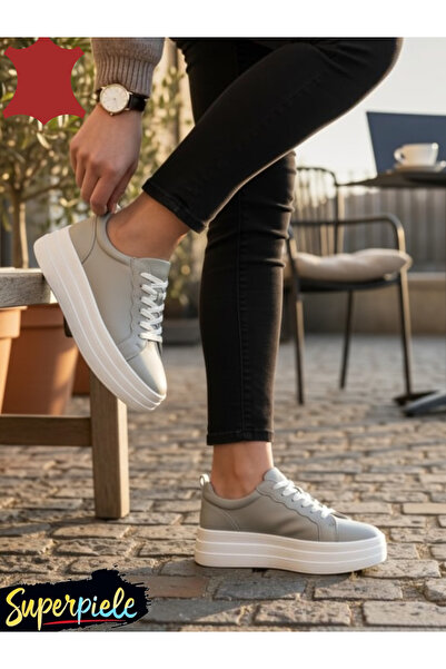 ANGEL BLUE Pantofi casual dama piele naturala cu talpa inalta