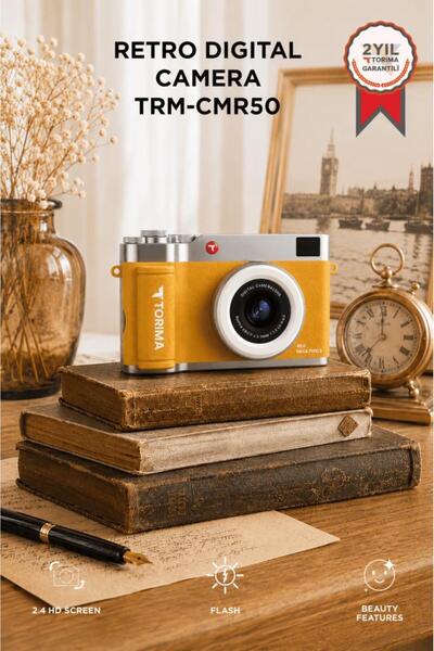 Torima Mini Dijital Retro Kamera 48MP Selfie Video Vlog Kamerası CMR50 Sarı
