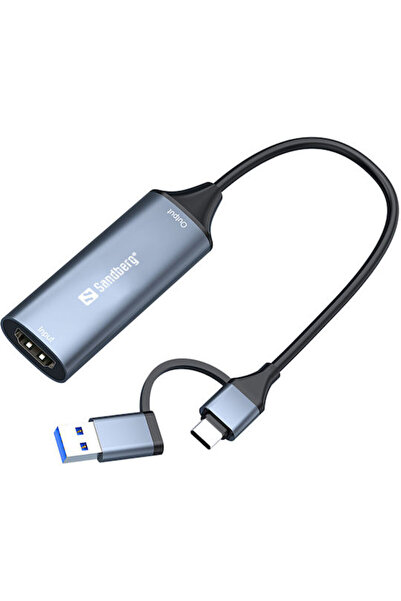 Sandberg Μετατροπέας HDMI αρσενικό σε USB-A / USB-C θηλυκό Γκρι 1 τεμάχιο