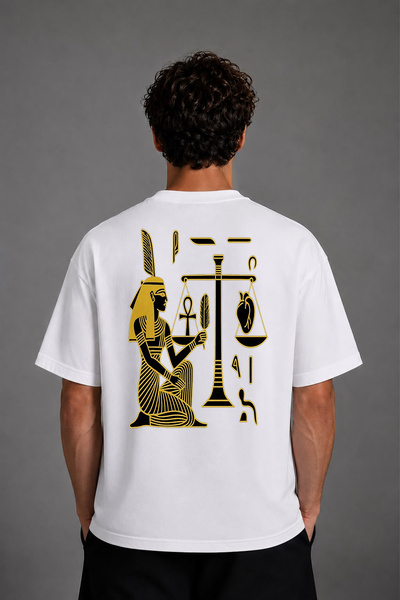 VSRN Tricou oversize alb cu imprimeu pe spate cu designul Corn of Egypt