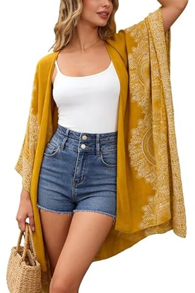 Moss Rose Women's Beach Cover up Swimsuit Kimono Cardigan with Bohemian Flora...