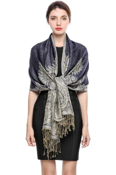 EASELAND Pashmina Scarf for Women Warm Wrap Feel Shawl Paisley Hijab in Rich ...