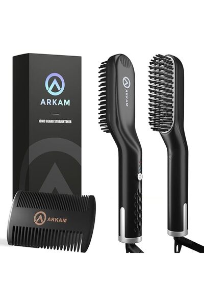 ARKAM Beard Straightener for Men - Original Heated Beard Brush Kit w/Anti-Sca...