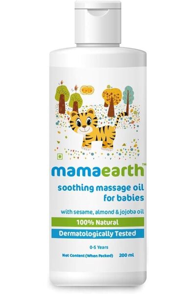 Mamaearth زيت تدليك مهدئ للأطفال يحتوي على زيوت اللوز والسمسم والجوجوبا وجوز ...