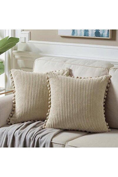 Fancy Homi Pack of 2 Boho Decorative Throw Pillow Covers with Pom-poms, Soft ...