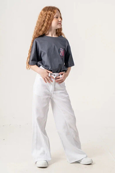 GİYİCEM TEKSTİL Pantaloni din denim pentru fete, stil Palazzo City, 2580
