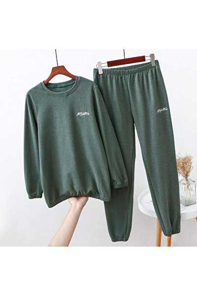 GENERAL Women's Pink Winter Pajamas Set - Classic, Solid, Long Sleeve, Round ...