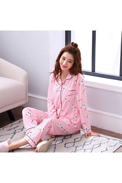GENERAL Women'S Pajama Set Women'S Pure Cotton Pajama Set Pure Color Striped ...