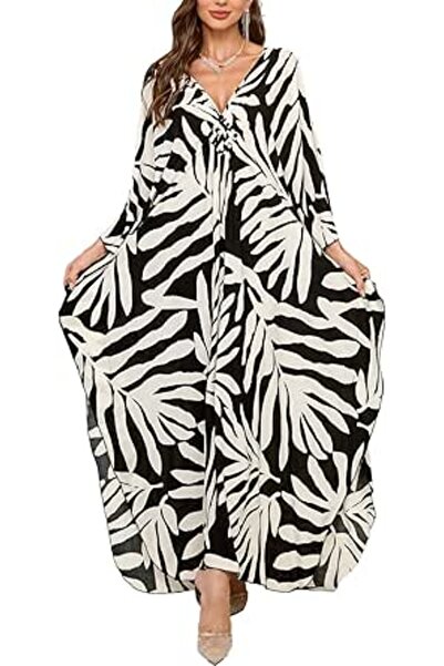 GENERAL Women's Cotton Kaftan Loungewear Boho Homewear Oversized Kimono Maxi ...