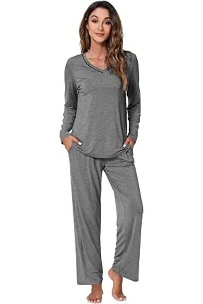 Wiwi Pajamas Sets for Women Soft Long Sleeve Tops and Pants Sleepwear Ladies ...