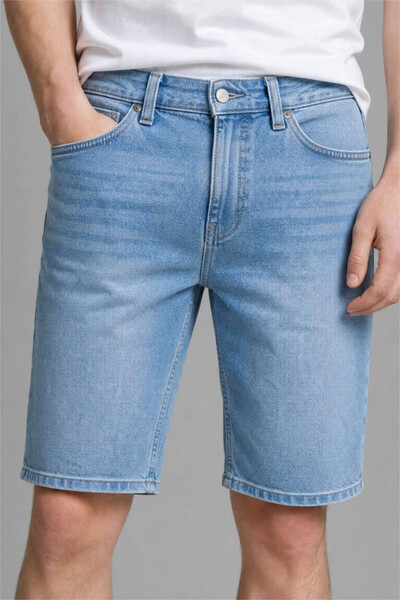 DeFacto Regular Fit Blue Cotton Jean Bermuda Shorts G8666Ax26Sm