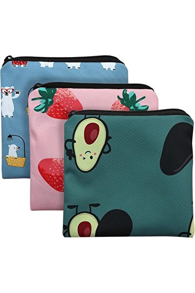 TERRIFI Sanitary Napkin Storage Bag, 3 Pack Cartoon Sanitary Napkin Pads Stor...