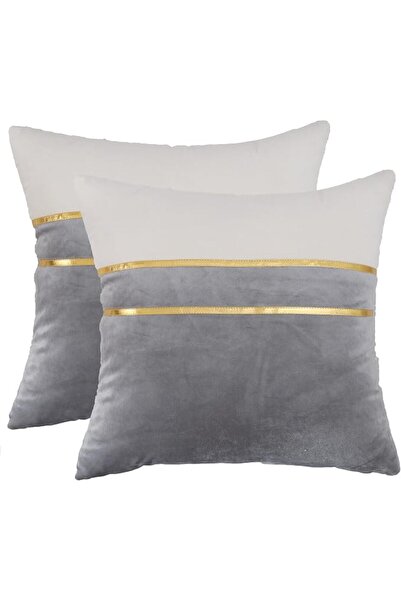 Tosleo Black Velvet Throw Pillow Covers 18x18 Pack of 2 with Gold Leather,Dec...