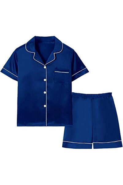 GENERAL Schbbbta Girls Boys Satin Pajamas Set, 2Piece Silk Nightwear Button-D...