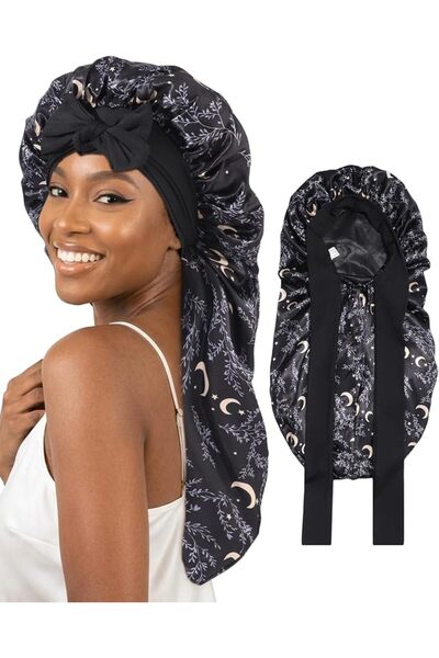 AWAYTR womens Double Layer Long Satin Bonnet Long Satin Bonnet (pack of 1)
