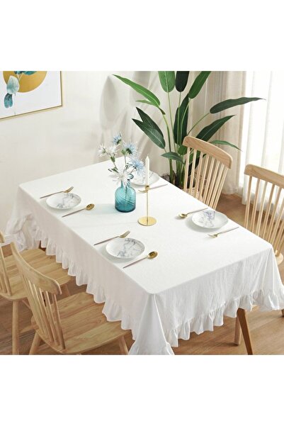 Generic Brand Beige linen tablecloth, rectangular, durable, suitable for dini...