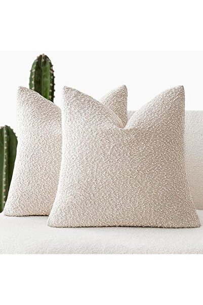 GENERAL Foindtower Pack of 2 Textured Boucle Throw Pillow Covers Accent Solid...