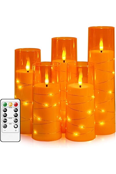 GENERAL kakoya Flameless LED Candles with Timer 5 Pc Flickering Flameless Can...