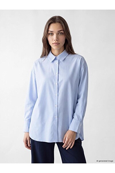 LC Waikiki Ριγέ γυναικείο πουκάμισο Oxford (W6)