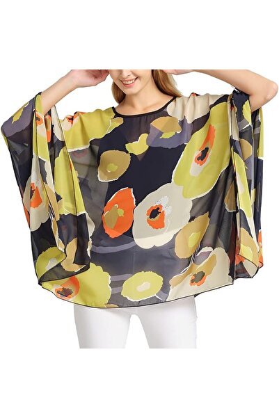 GENERAL Wiiiwish Women's Loose Solid Long Batwing Sheer Chiffon Caftan Wrap P...