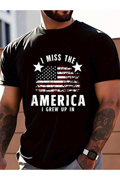 NOURAM Men's Summer Outfits, Miss The America I Grew Up In Vintage Flag Graph...